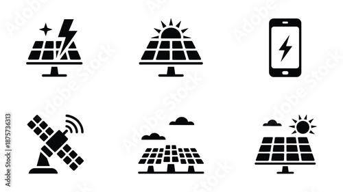 Solar energy and renewable technology including panels and phone power electricity