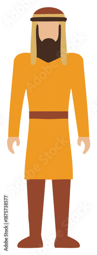 Traditional Middle Eastern man in flowing robes and head covering standing illustration