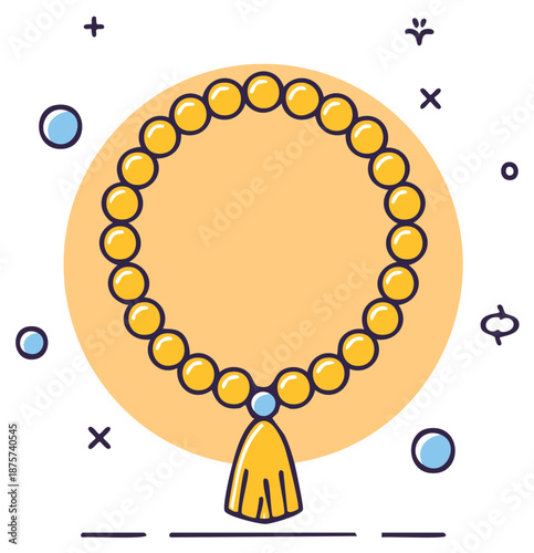 Prayer Beads with Tassel Icon Symbol Prayer Rosary Beads Symbolism Abstract Elements