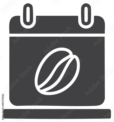 Calendar with a Coffee Bean for Coffee Break Reminders or Scheduling
