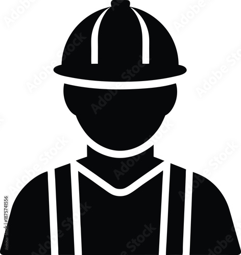 Construction Worker with Hard Hat silhouette vector art Illustration