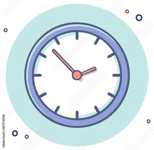 Simple Round Clock Face with Hour and Minute Hands in Soft Colors