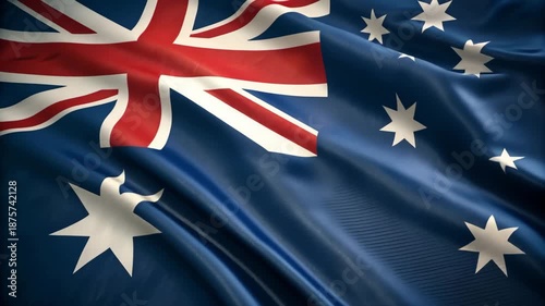 Australian Flag with Waving Fabric Texture Close up Seamless Loop Video