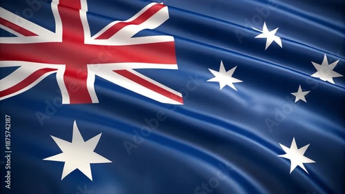 Australian Flag with Waving Fabric Texture Close up Seamless Loop Video
