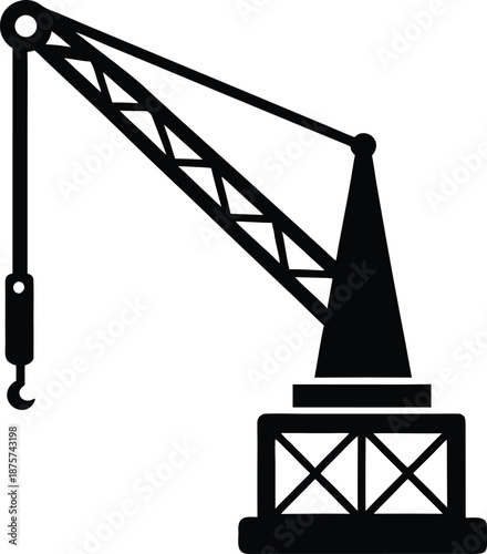 Mobile crane silhouette vector art illustration and minimal black and white design