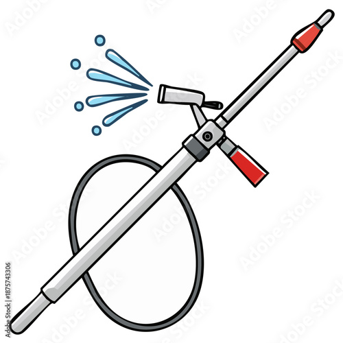 Cartoon Water Sprayer with Nozzle Shooting Stream for Agriculture or Cleaning