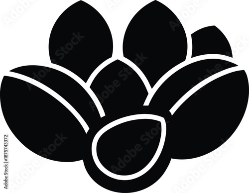 Nuts silhouette vector art illustration and minimal black and white design
