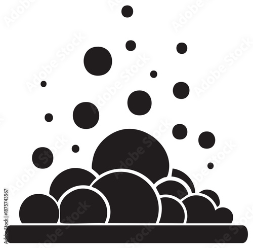 Abstract Black Soap Bubbles and Suds Silhouette Icon Vector Graphic