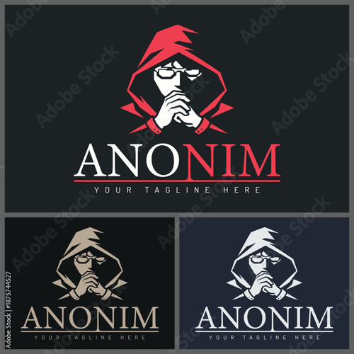 Cyber Security Hacker Mascot Logo Set Vector Illustration