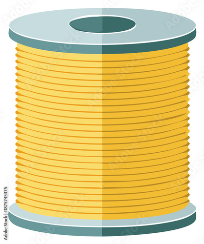 Single Yellow Thread Spool Vector Illustration Craft Hobby Supply
