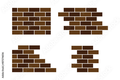 Brick Wall Silhouette . Construction Pattern Illustration.