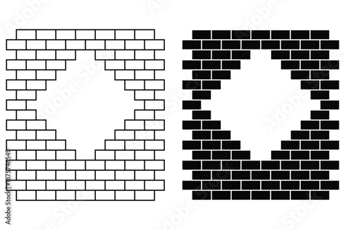 Brick wall build stack stonewall business house. Brick stone icon wall construction architecture vector. Construction Pattern Illustration Vector Format.