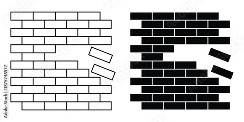 Brick wall build stack stonewall business house. Brick stone icon wall construction architecture vector. Construction Pattern Illustration Vector Format.