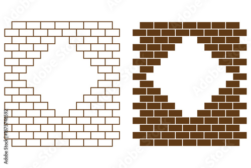 Brick Wall Silhouette . Construction Pattern Illustration.