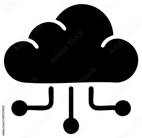 Doodle style cloud computing icon representing data storage and network technology