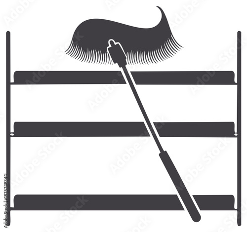 Dusting High Surfaces with Duster Tool atop Ladder