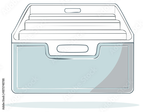 Cartoon style office drawer storage unit for documents, vector illustration
