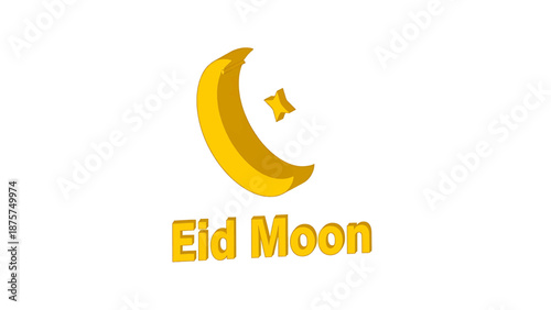 Golden Crescent Moon Symbolizing Eid: A radiant golden crescent moon, adorned with a shining star, embodies the spiritual essence of Eid, evoking a sense of tranquility and cultural reflection.