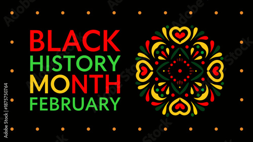 Vibrant black history month february illustration with colorful mandala design