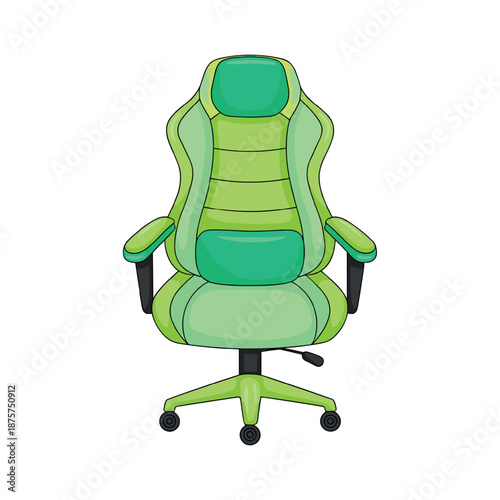 Green gaming chair with adjustable armrests and ergonomic design