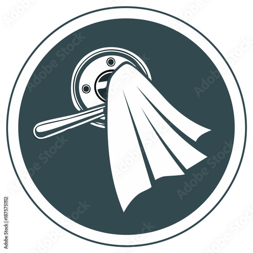 Cleaning a doorknob with a disinfectant wipe vector icon for hygiene and sanitation concept