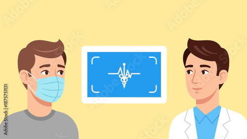 Doctor and patient discussing health with medical chart on screen