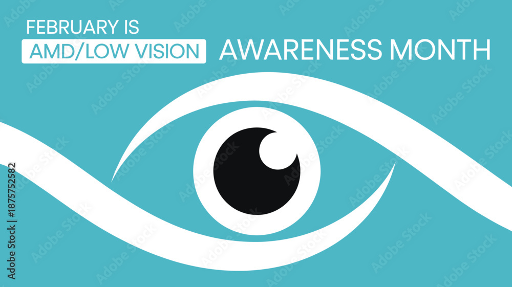 Αυτοκόλλητο February is AMD and Low Vision Awareness Month Banner with Large Modern Stylized