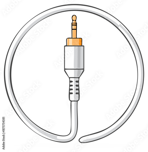 Audio Jack Plug and Cable with Circular Outline Icon