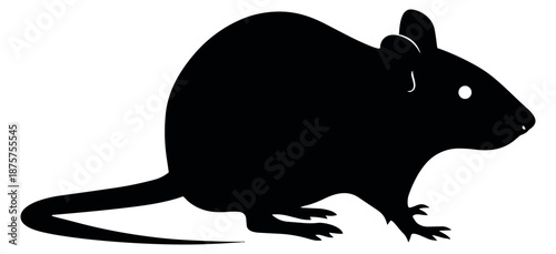Silhouette illustration of a rat depicting an animal in profile for pest control designs
