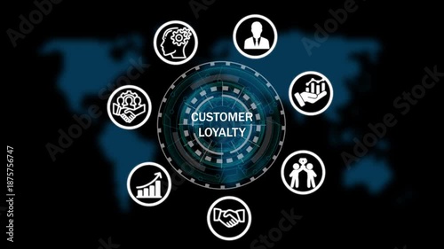 customer loyalty Return on investment financial growth concept. Business, Technology, Internet and network concept ,Abstract technology symbols on a blue background.
