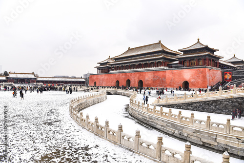 Photography Forbidden City Beijing in Snow - Palace Moat and Gate View