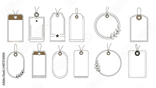 Elegant Collection of Blank Tags and Labels for Product Decoration and Gift Giving