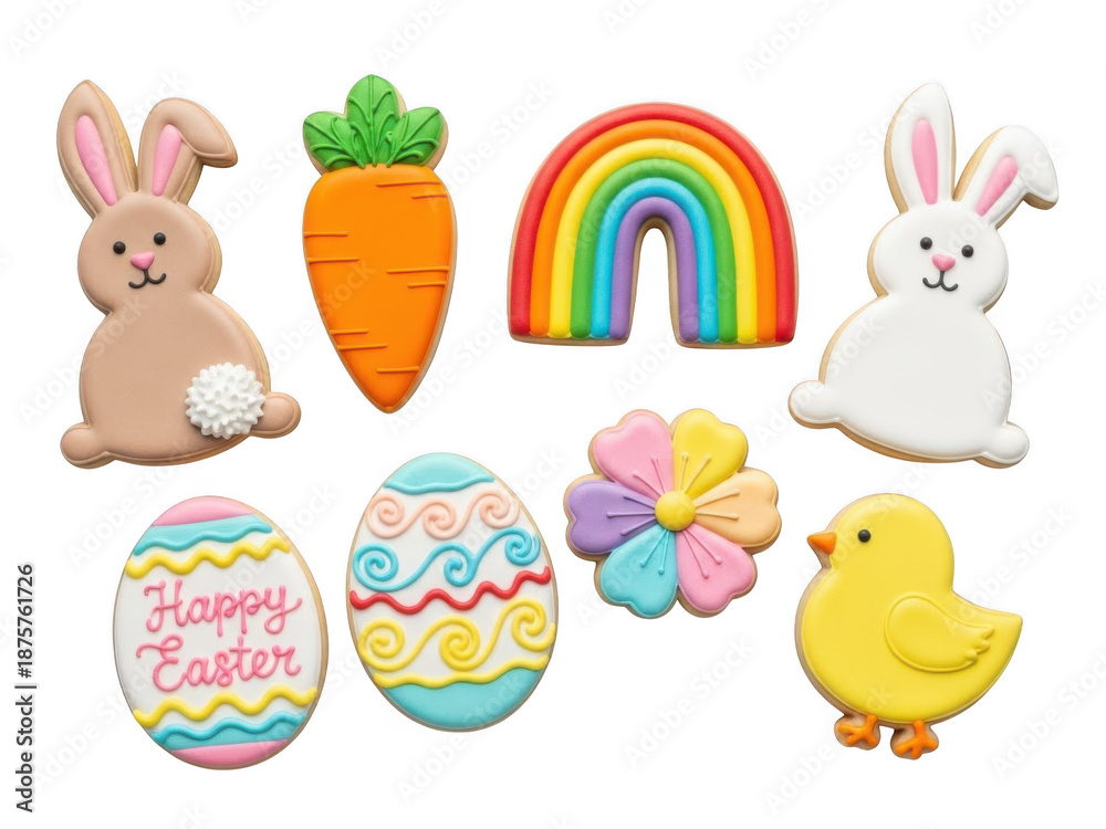 Fototapeta premium Easter themed decorations isolated on transparent background