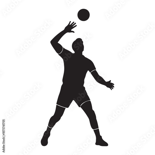 Black silhouette vector of volleyball player