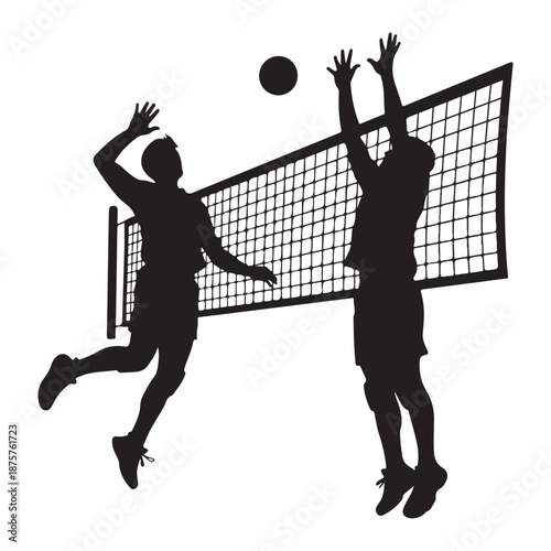 Black silhouette vector of volleyball player