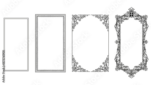 Elegant Frames: Ornate Borders for Invitations and Creative Design Elements Vertical