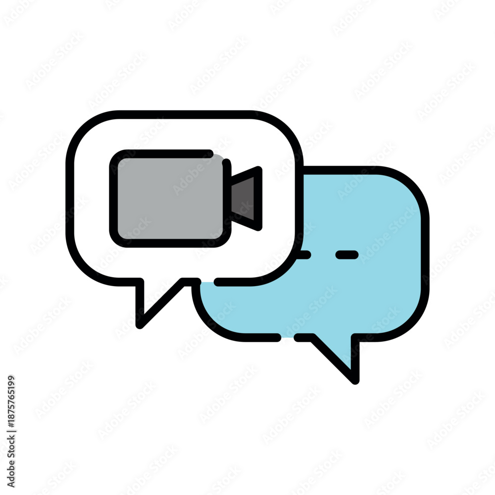 Fototapeta premium video chat color line icon.