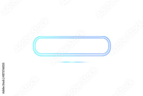 Neon rectangle with glowing light effect on transparent background