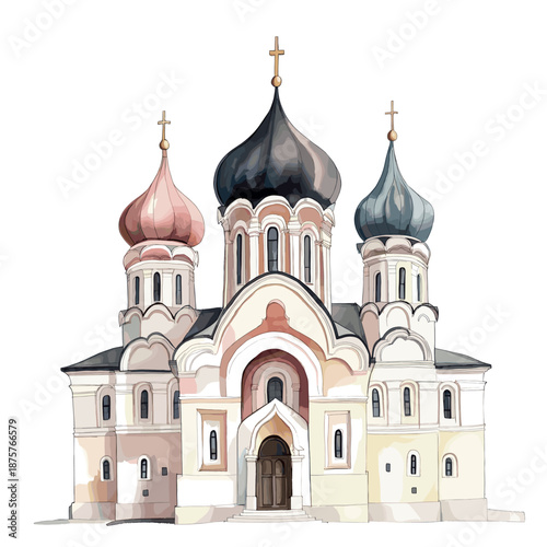 Alexander Nevsky Cathedral. Alexander Nevsky Cathedral watercolor vector illustration