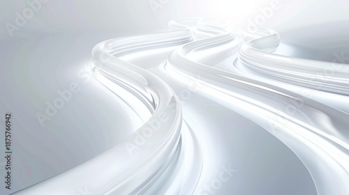 Elegant Flowing Lines in Soft White Tones with Minimalist Design