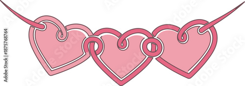 Three pink hearts on a necklace