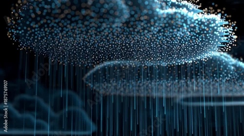 Futuristic cloud computing with glowing blue particles