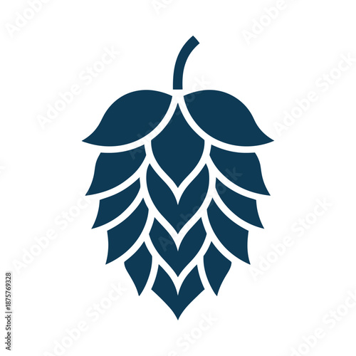 a dark blue hop cone logo on a white background