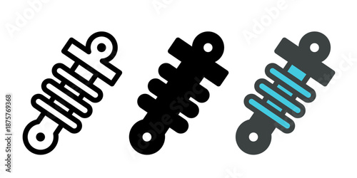 Shock absorber. Vector icons set isolated on white background.