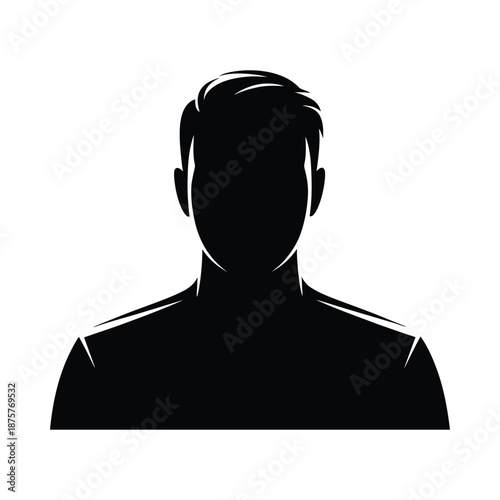 a black silhouette of a man with short hair