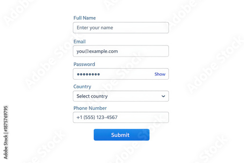 Signup Form with Transparent Background for user registration flow.