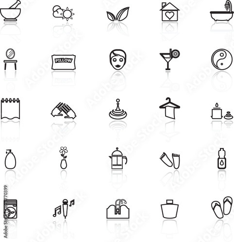 Massage line icons with reflect on white