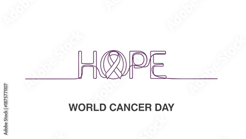 World cancer day hope symbol illustration with ribbon design element for awareness campaigns and healthcare initiatives