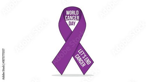 Purple ribbon symbol for world cancer day awareness and support