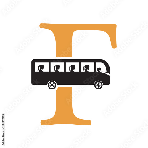 Initial Bus Travel Logo Combine With Letter F Vector Template